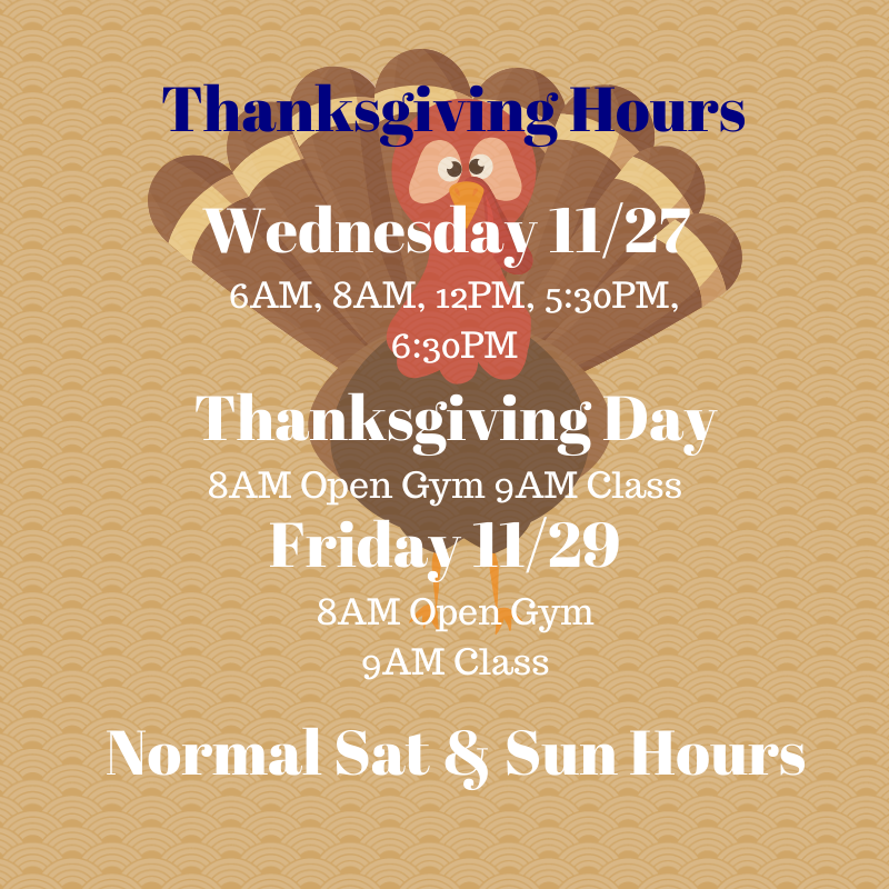 Thanksgiving Hours Clipper City Fitness